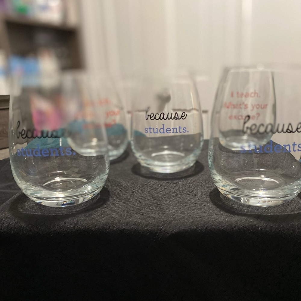 X & O Stemless Wine glasses (set of 5)